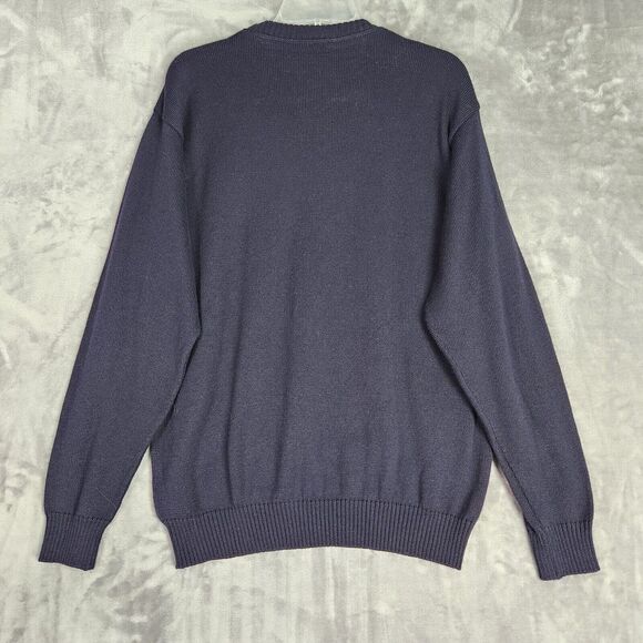 Norm Thompson Sweater Mens L Blue Multi Geometric Wool Blend Grandpa Core Italy - Picture 2 of 6